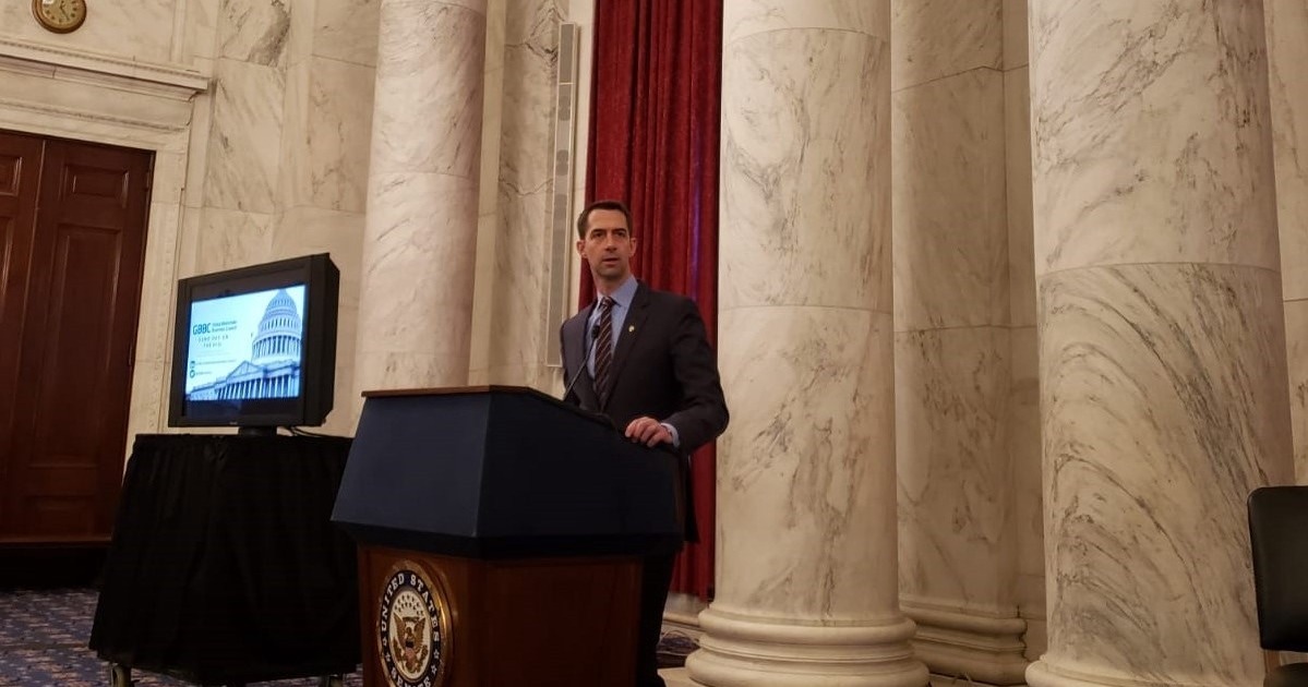 Senator Tom Cotton (AR) speaks at “Demo Day on the Hill” (via GBBC)