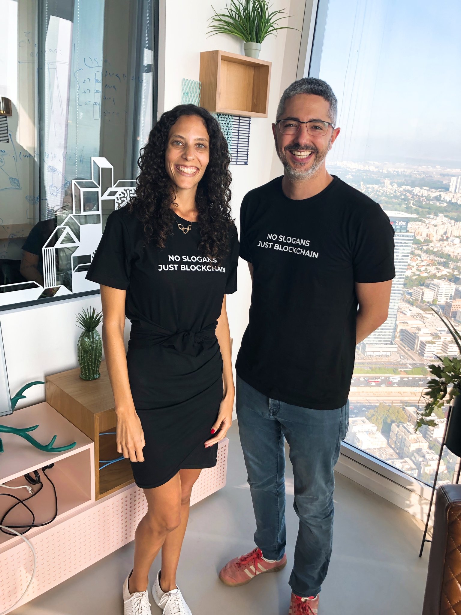Forbes' Rachel Wolfson with Orbs Co-founder Tal Kol at Orbs HQ in Tel Aviv